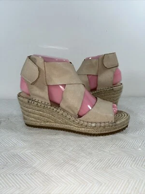 Eileen Fisher Willow Women’sTan Leather Espadrille Platform Wedge Sandals Size 7 - Image 1 of 4