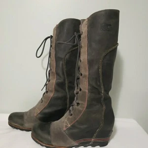 Sorel Cate THE GREAT KEILABSATZ Damenstiefel Größe 10 anthrazitfarben Leder hoch NL2175-030 - Bild 1 von 10
