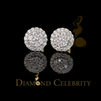 925 Sterling Yellow Silver 0.88ct Cubic Zirconia Round Women's Stud Earrings - Image 1 of 4