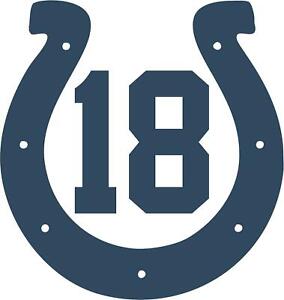 Colts #18 Vinyl Decal Sticker - Car Window Wall Peyton Manning NFL Indianapolis