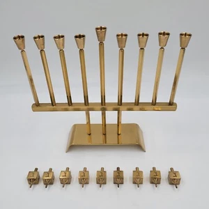 Vintage Kinetic Modular Bronze Contemporary Spinning Dreidel Menorah Judaica - Picture 1 of 15