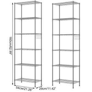 Estantería de almacenamiento Estantería de metal Estantería con 6 estantes Estantería de rejilla Estantería de pie Estantería de cocina - Imagen 1 de 35
