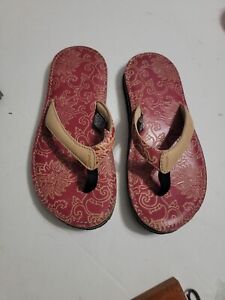 Teva Habit River Red Floral Leather Sandals 6160 Women's Size 6