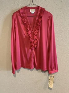 Vintage Center Stage Rüschen Rosa Bluse Medium Neu Mit Etikett - Bild 1 von 5
