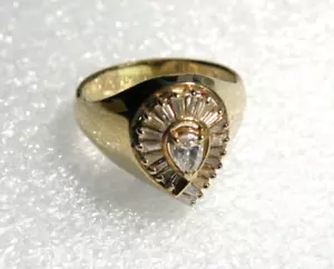 Men's 14 Kt Yellow Gold Halo Style Ring 5.3 Pennyweight Size 9.5 REDUCED - Picture 1 of 13