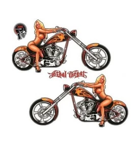 AUTOCOLLANT GEANT SEXY PIN-UP CHOPPER / HOT ROD -STICKER DECO USA/ BIKER - Picture 1 of 1