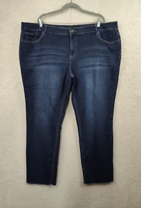 Ashley Stewart Women Jeans 24 Blue Cotton Blend High Rise Straight Leg Denim - Picture 1 of 19