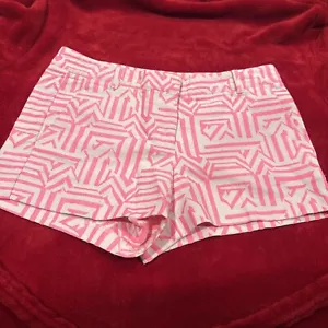 J Crew Shorts Damen Größe 6 rosa weiß geometrisch flach vorne lässig Sommer. EUC - Bild 1 von 7