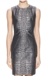 Diane Von Furstenberg Womens Metallic Animal Print Pentra Dress Size 10 NEW - Picture 1 of 9