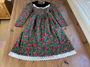 Bonnie Jean ILGWU Girls 12 Holiday Apple Lace Trim Dress USA Vintage - Imagen 1 de 10