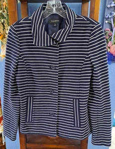 Talbots Women's S Navy White Striped Nautical Blazer Suit Button Front Business - Picture 1 of 11