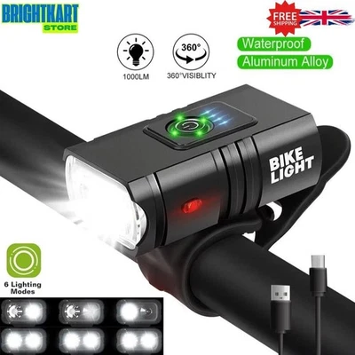 Mountain Bike Lights USB Rechargeable Bicycle LED Torch Front Lamp Set. - Image 1 of 4