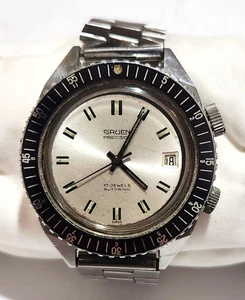 Reloj Pulsera Vintage Caballeros 41 mm 17 J Cuerda Automático Gruen Buzo Fecha Funciona - Imagen 1 de 22