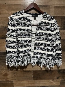 Blazer St. John para mujer pequeño con volantes a rayas - Imagen 1 de 3
