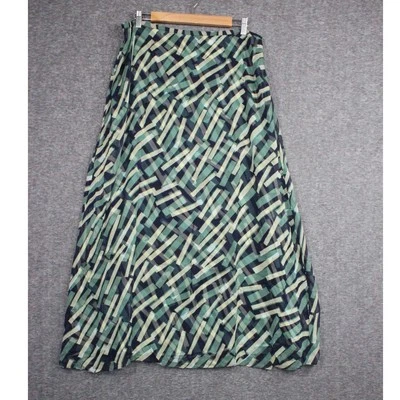 Vintage Silk Maxi Skirt Size 16 Plus Alfani geometric Print Green NEW Deadstock - Image 1 of 4