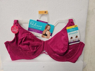 Radiant Vanity Fair Smooth Nylon Underwired T Shirt Bra Size 40C Vidazlalce NWT - Image 1 of 4