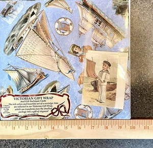Victorian Reproduction Nautical Gift Wrap Gallery Graphics 1991 NEW In Orig Pkg - Picture 1 of 7
