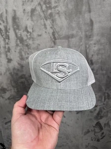 Louisville Slugger Hat Cap Snap Back Gray White Mesh Trucker Embroidered Mens - Picture 1 of 6