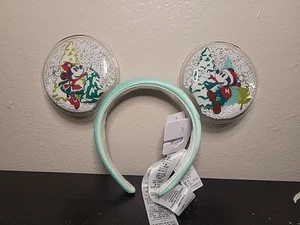Disney Parks Mickey Minnie Mouse Snow Globe Christmas Ears Headband Adult NWT - Picture 1 of 2