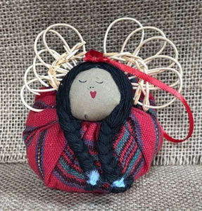 Handmade Fabric Angel Of Hope Christmas Ornament Boho Southwestern Holiday - Picture 1 of 4