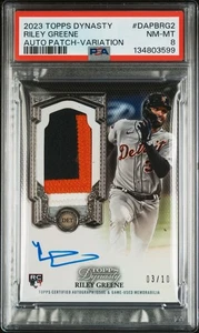 /10 Riley Greene 2023 Topps Dynasty Auto Jersey Patch Variation Tigers RC PSA 8 - Bild 1 von 2