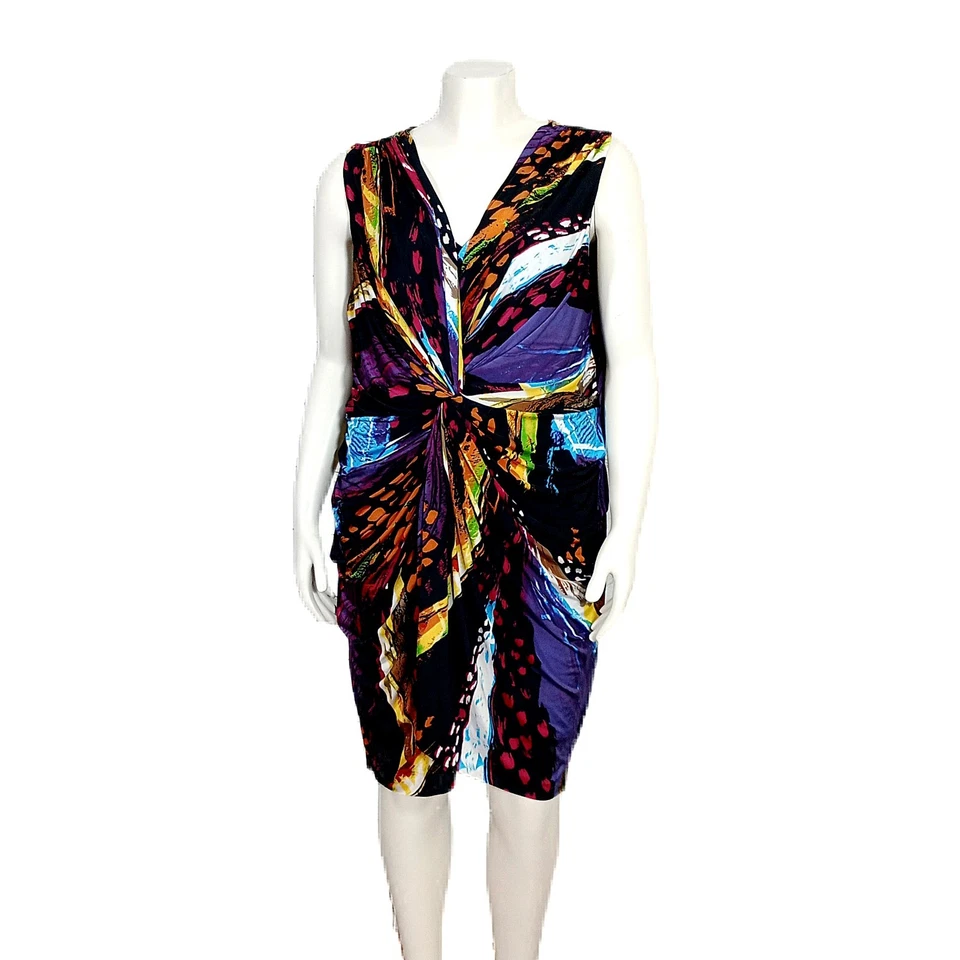 Vestido T-Bags Los Angeles 2X Sin Mangas Torcido Frontal Cuello en V Bodycon Artístico Plus Foto 1 de 4