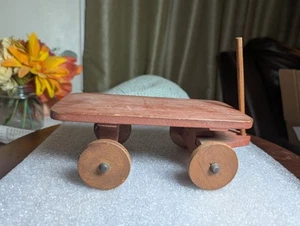VTG Handmade Small Wooden Wagon Folk Art Decor - Picture 1 of 11