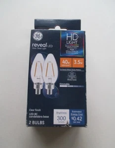 GE 2pk 40W Equivalent Reveal LED HD+ Light Bulbs Clear - Picture 1 of 2