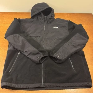 The North Face Denali Jacket Mens 2XL Black Vented Hooded Hoodie Fleece - Picture 1 of 12