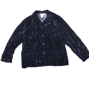 Coldwater Creek Sz 3X Black CRUSHED VELVET Blazer Jacket Button Party Lined - Picture 1 of 14
