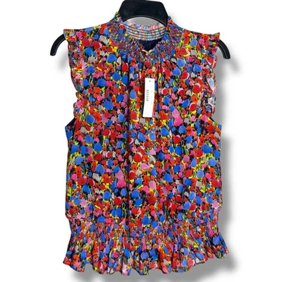 Nova blusa J Crew gola simulada sem mangas aquarela floral regata peplum tamanho 8 - Imagem 1 de 4