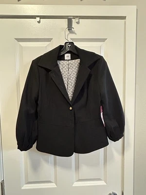 CABI 3027  Abbott Cropped Black Balloon Sleeve Lined Button Jacket Blazer Size 4 - Image 1 of 2