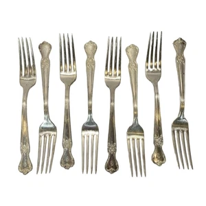 Old Company Plate Silver Plate Dinner Forks SIGNATURE ROSE Monogram G - SET/8 - Picture 1 of 20