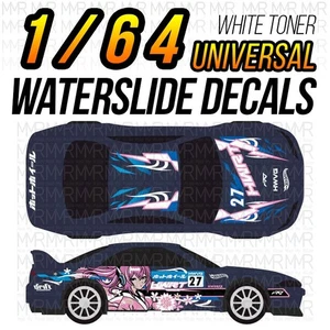 1/64 Scale R33 NFTT ANIME ITASHA White Toner Universal WaterSlide Decals for Hot - Picture 1 of 2