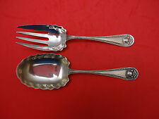 Bead by Whiting Sterling Silver Salad Serving Set Gold washed 7" Fhas 2pc