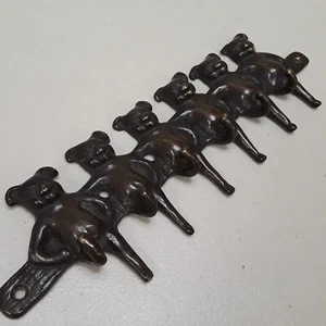 VTG Bronze Dancing Pigs Coat Hook Key Hooks Hat Rack Farmhouse Cottagecore - Picture 1 of 7