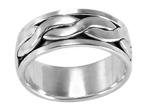 Men's Sterling Silver 925 Braid Spinner Ring - Picture 1 of 2