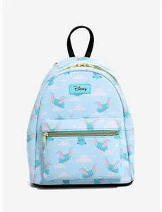 Disney Loungefly Mini Backpack Women Dumbo Flying Clouds Light Blue New - Picture 1 of 6