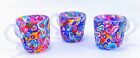 RARE Murano Glass Millefiori Italy Set Of 3 Mini Punch Bowl Cups Beautiful Vtg