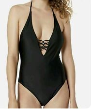 NWT Volcom Women's Skimpy Solid One Piece Swimsuit, Black Size 16W