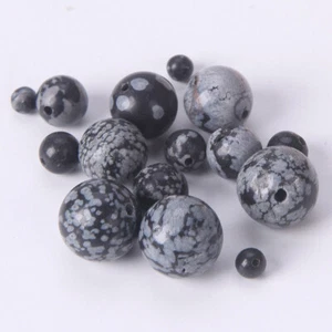 Round Snowflake Obsidian Stone 4mm 6mm 8mm 10mm 12mm Loose Beads DIY Jewelry Lot - Picture 1 of 9
