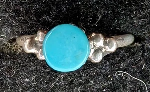 Vintage Navajo Round Turquoise Sterling Silver Ladies Ring Sizes 5.5 - Picture 1 of 5