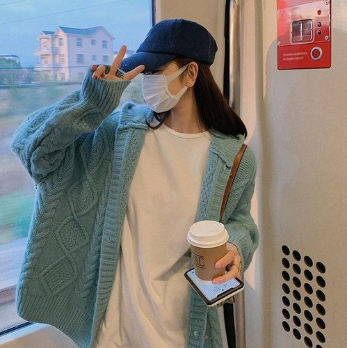 OFF WHITE Cardigan donna autunno con cappuccio corno toggles bottoni twist maglione maglia ampia