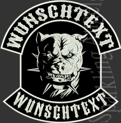 PITBULL Jumbo patch Rückenaufnäher  oben unten-motiv Mit  Wunschtext ca. 35x35cm - Bild 1 von 4