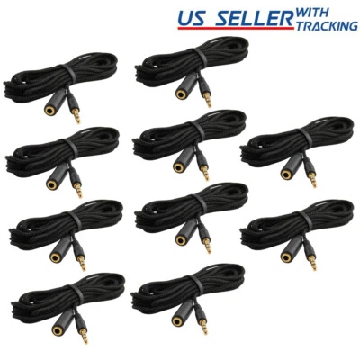 Cable de extensión de auriculares auxiliar de audio estéreo de 3,5 mm de 10 piezas macho a hembra de 10 pies Foto 1 de 4