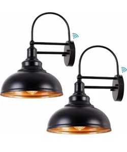 2er Pack Dusk To Dawn Außenwandleuchten schwarz klassisch Industrie Wandleuchter Anzug - Bild 1 von 6