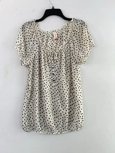 vintage no boundaries Sheer Ruffle Neck Puff Sleeve Polka Dot top Large Coquette - Picture 1 of 12