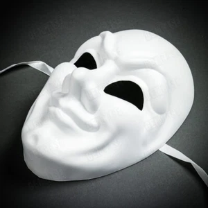 Creepy DIY Clown Joker Mask Plain White Halloween Masquerade Full Face Venetian - Picture 1 of 5