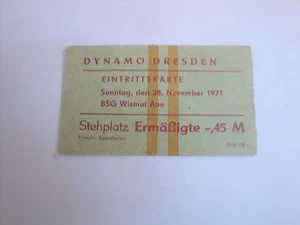 Ticket 1971 SG Dynamo Dresden Wismut Aue DDR Oberliga Eintrittskarte Erzgebirge - Picture 1 of 1