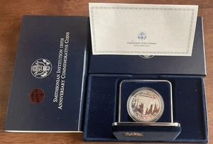 1996 Smithsonian 150th Anniversary Proof Commemorative Silver dollar USMINT OGP - Picture 1 of 9